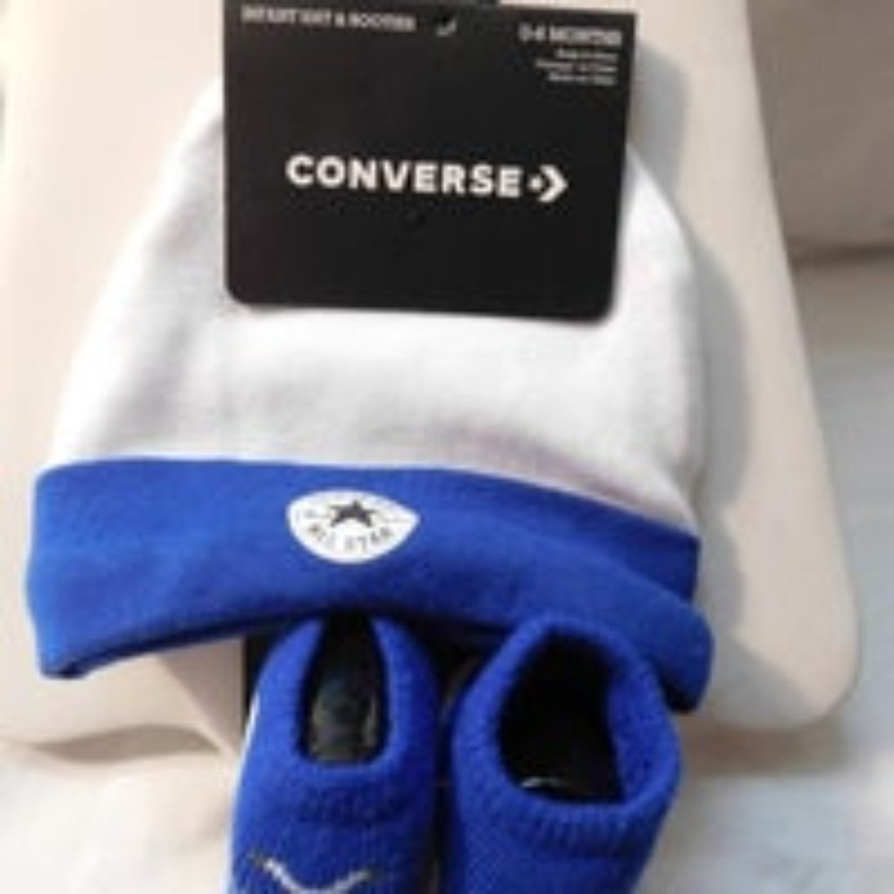 Converse Hat and Booties Gift Set 0-6 Months NEW